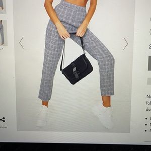 Pretty Little Thing Grey Woven Check Tailored Trousers